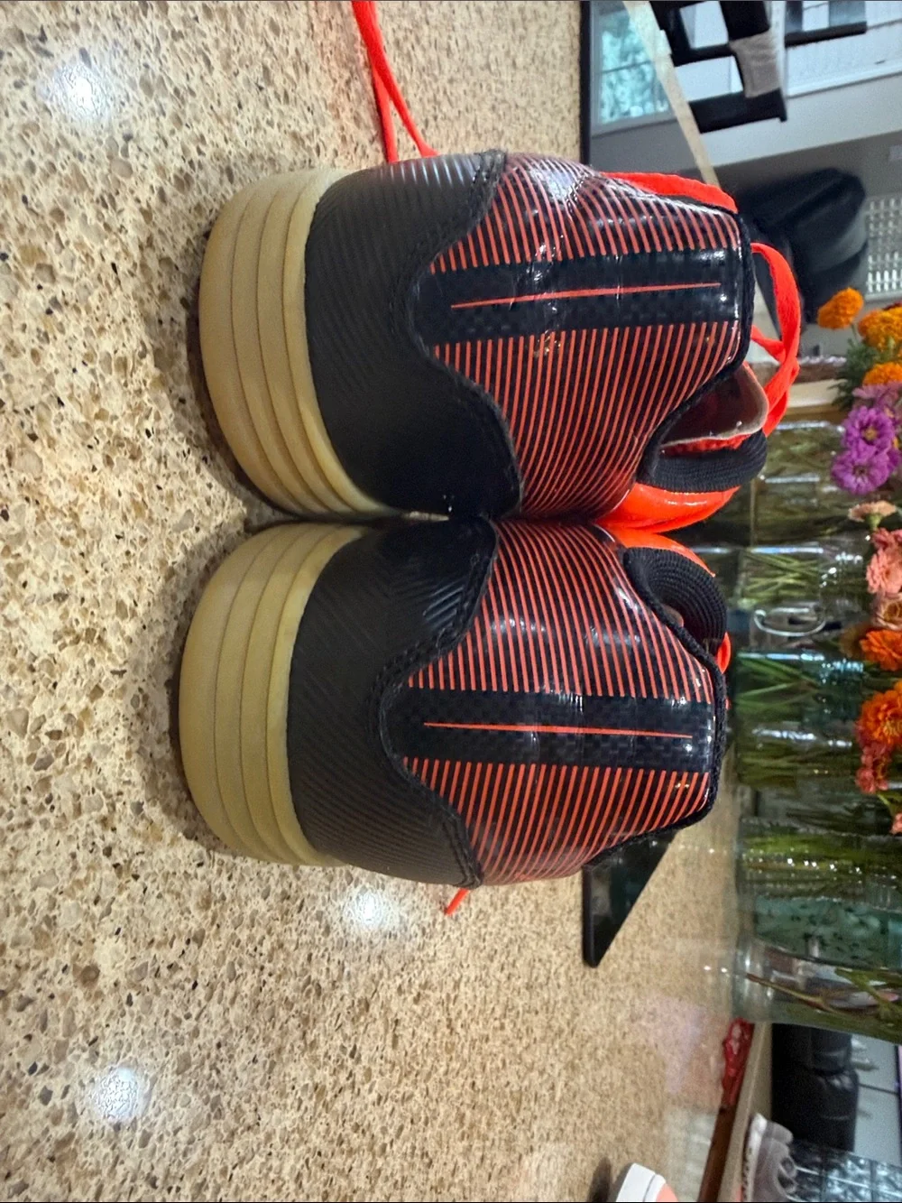 adidas Bright Orange Indoor Athletic Shoes with White Stripes